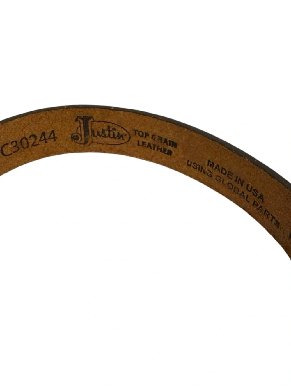 Justin Boots Toddler Brown Tooled Leather Belt with Silver Horse Heart Buckle